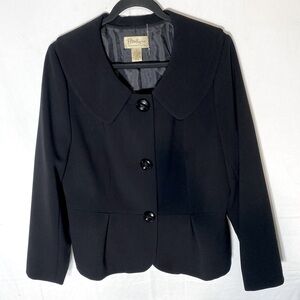 Boutique Essentials Black Button Front Peplum Hem Light Jacket 16